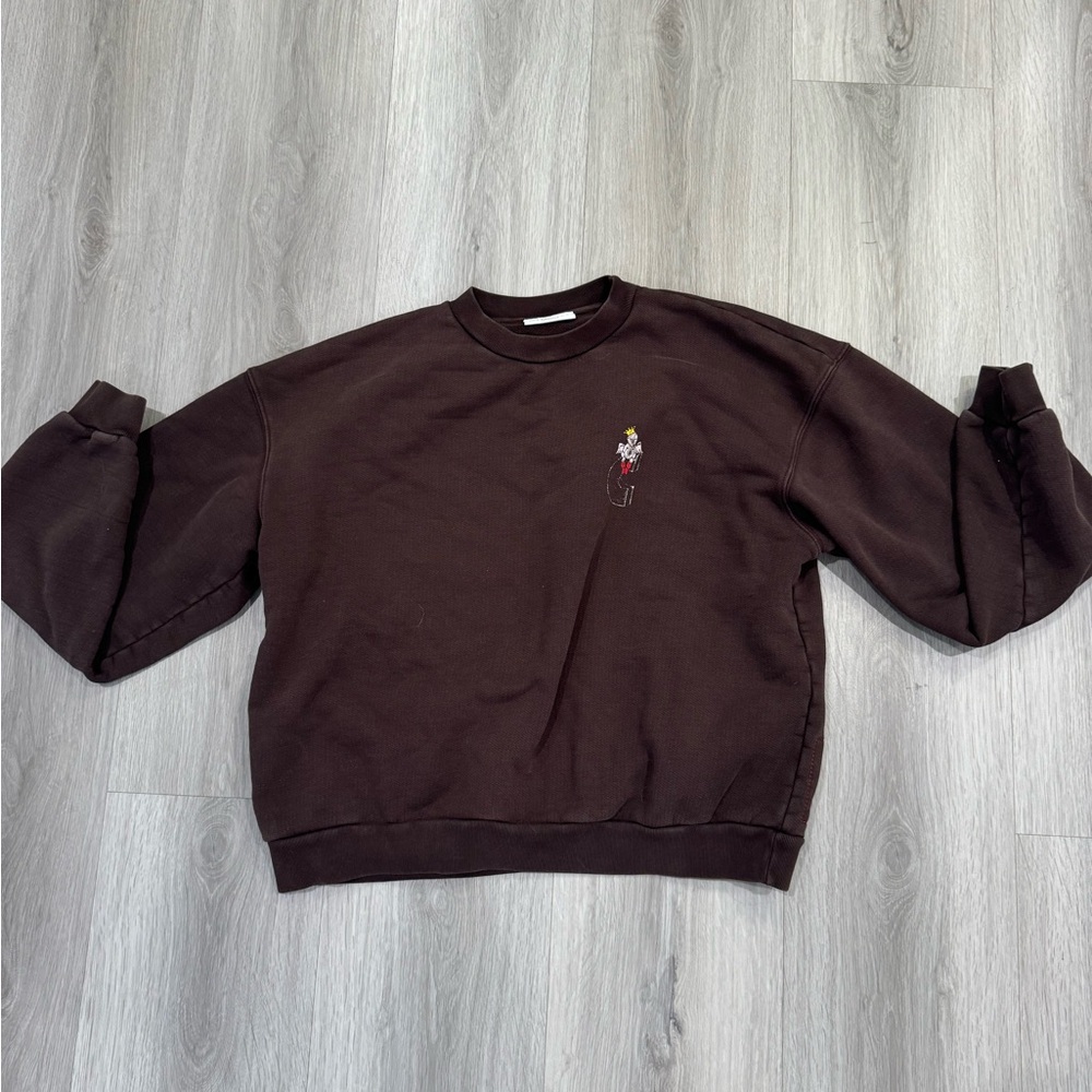 Cherry LA Brown Crewneck Sweater with Relaxed Fit